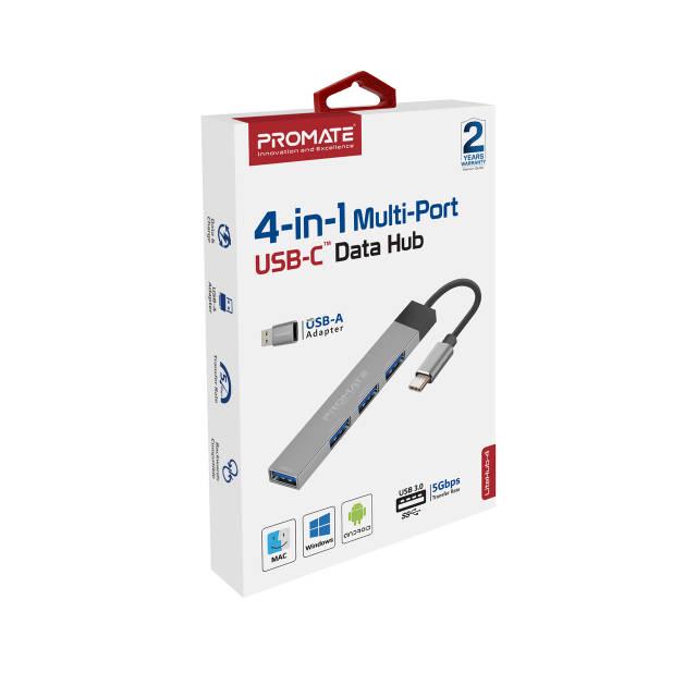 USB-С хаб Promate LiteHub-4 3xUSB 2.0 USB 3.0 Grey - фото 7