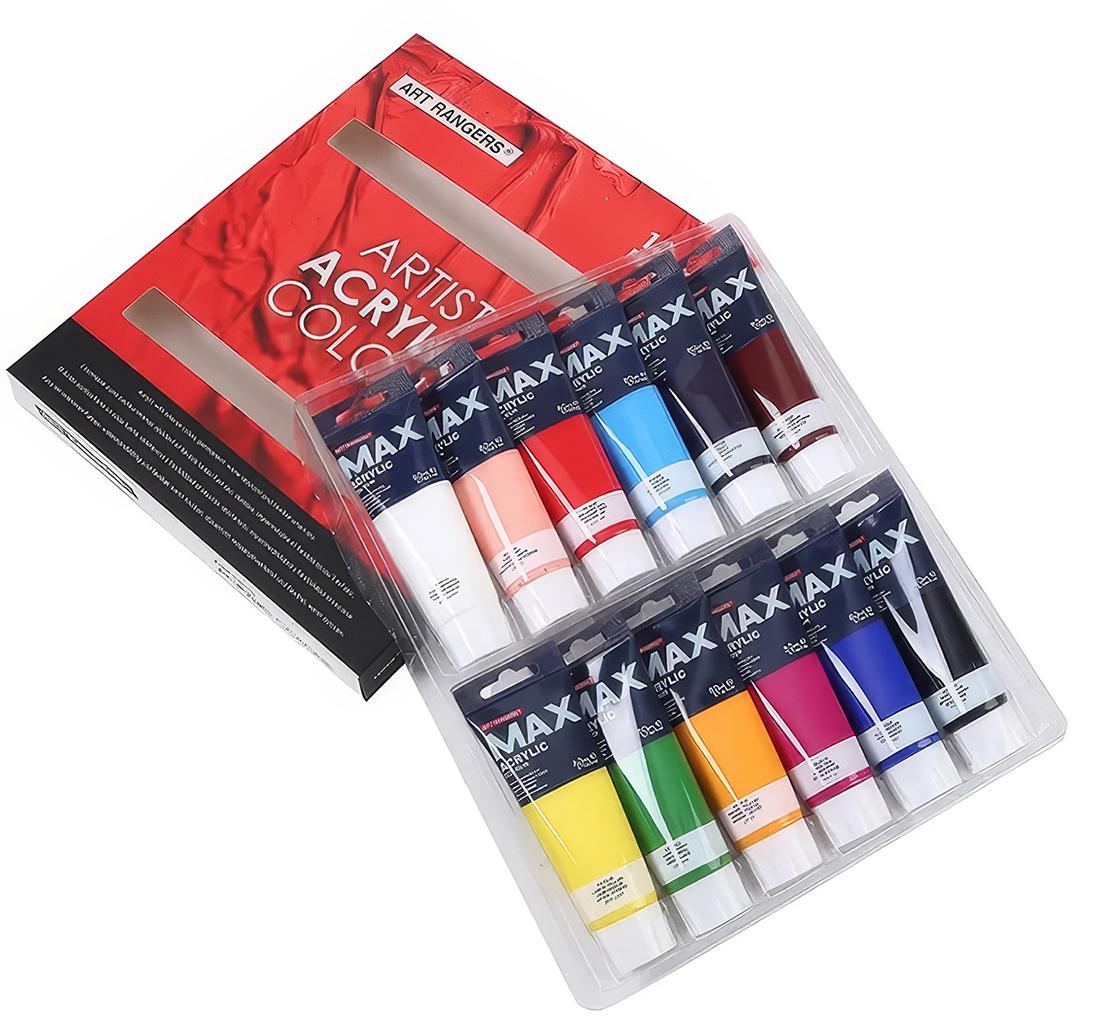 Набір професійних художніх акрилових фарб ART RANGERs MAX 12 кольорів 80 мл (PA15.12080.A)