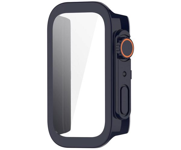 Чехол с защитным стеклом Protective Cover with Glass для Xiaomi Smart Band 9 Active​ с кнопками Синий