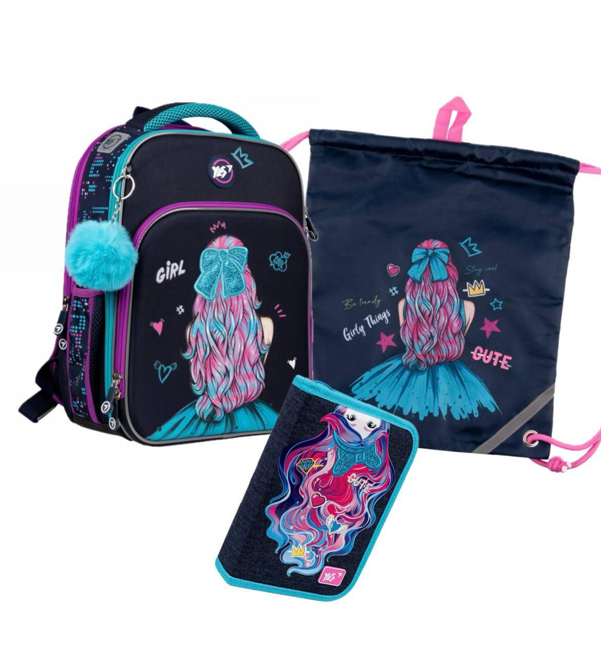 Набір рюкзак ортопедичний/пенал/сумка YES Caramel Girl S-78 (559565К)