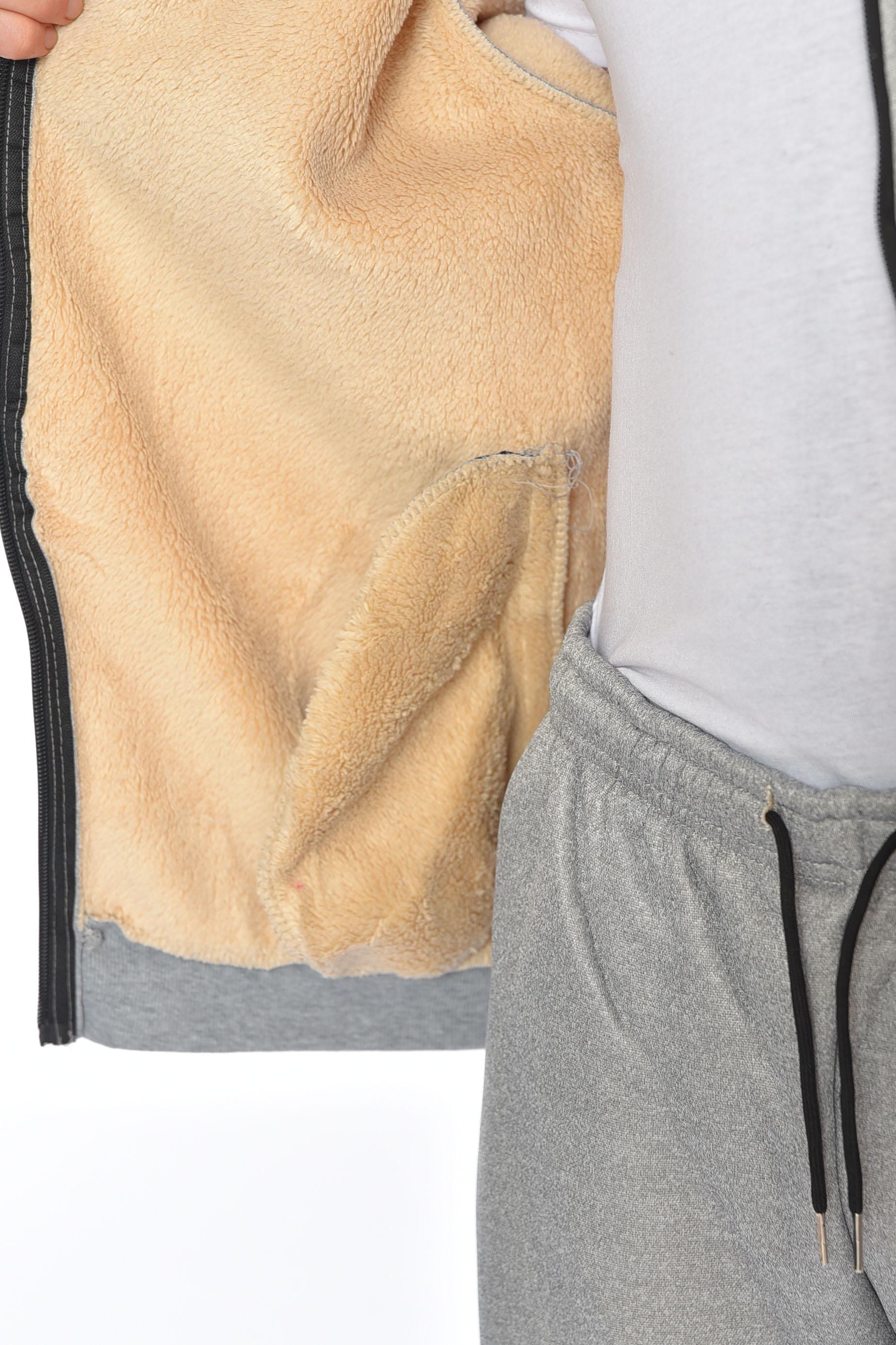 Спортивный костюм мужской полубатальный на евро меху XL Серый (192627) - фото 4