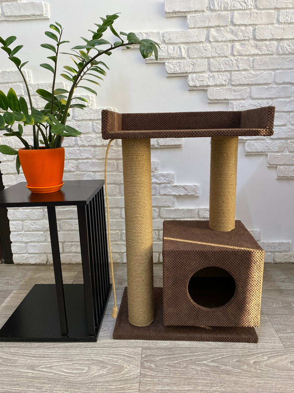 Когтеточка-домик и лежанка 85 см Коричневый (21706991)