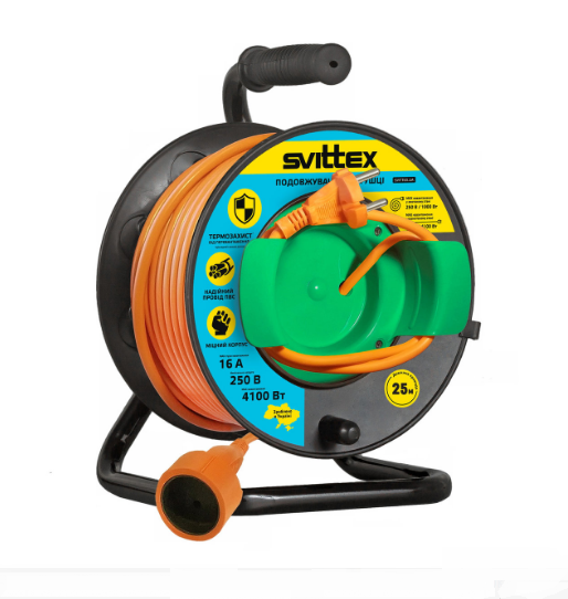 Катушка з виносною розеткою Svittex SV-2180 25 м 16А 4100 Вт Помаранчевий (29371122)