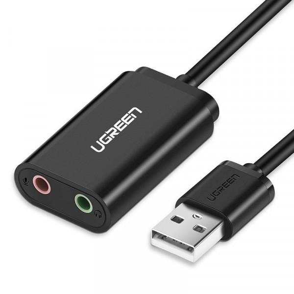 Звукова карта Ugreen US205 USB AUX Jack TRRS Mic/EarALC4042 15cm Black (30724) - фото 2 Звукова карта Ugreen US205 USB AUX Jack TRRS Mic/EarALC4042 15cm Black (30724) - фото 2
