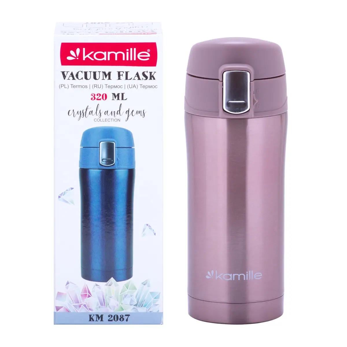 Термос Kamille из нержавеющей стали 320 мл Коричневый (KM-2087)