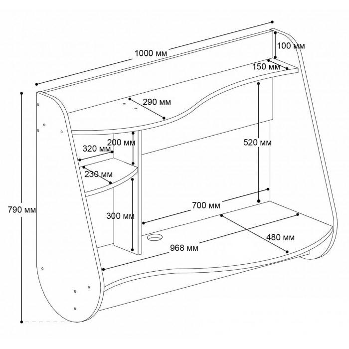 Стол компьютерный навесной Zeus Comfy Home AirTable Drop с полкой ламинированная ДСП Венге (26828) - фото 3