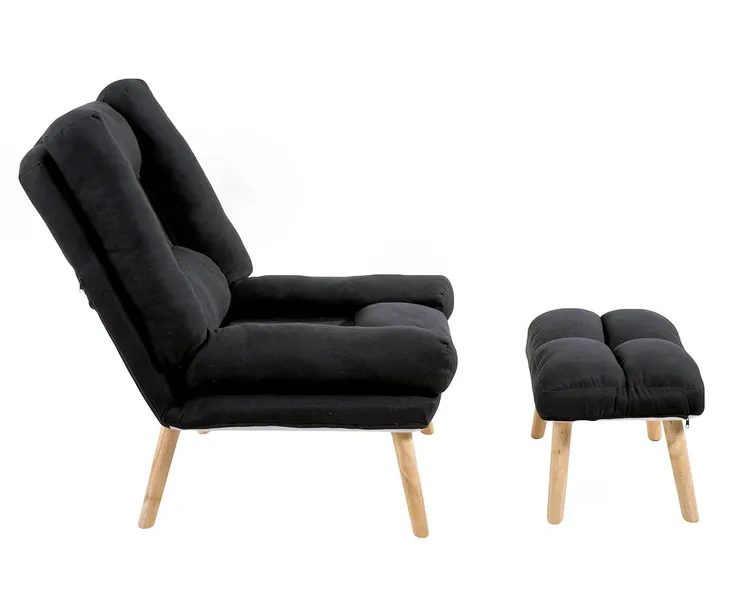 Кресло раскладное для отдыха Uszak Dior с подставкой для ног Черный - фото 6