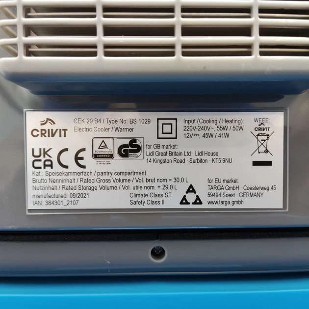 Автохолодильник термоелектричний з підігрівом Crivit CEK 29 л 12V/230V 29 B4 - фото 9