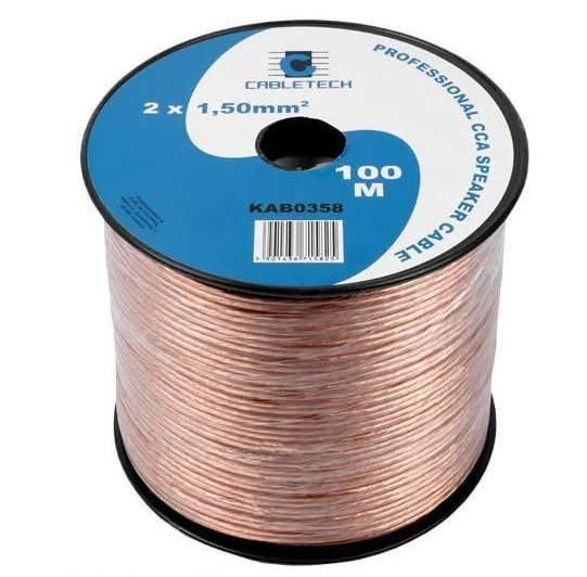 Кабель акустический Cabletech KAB-0358 2 жилы 1,5 мм2 CCA 100 м Прозрачный (1287996979)