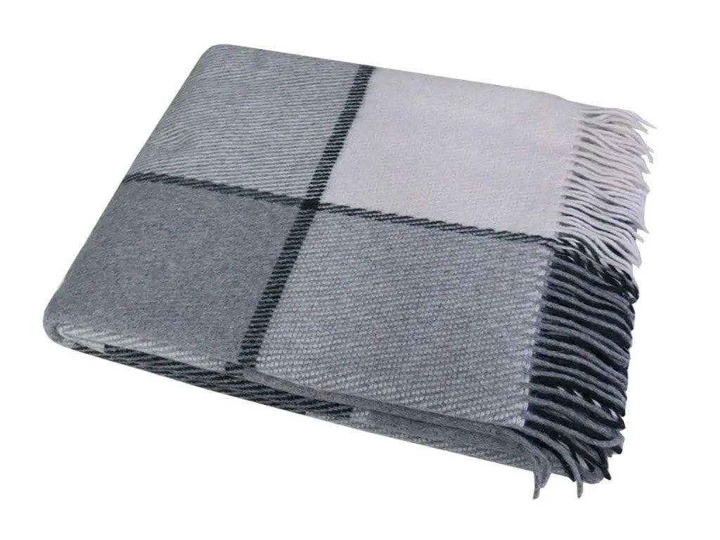 Плед шерстяной Vladi Эльф Клеточка 200х220 см Серый (1514)