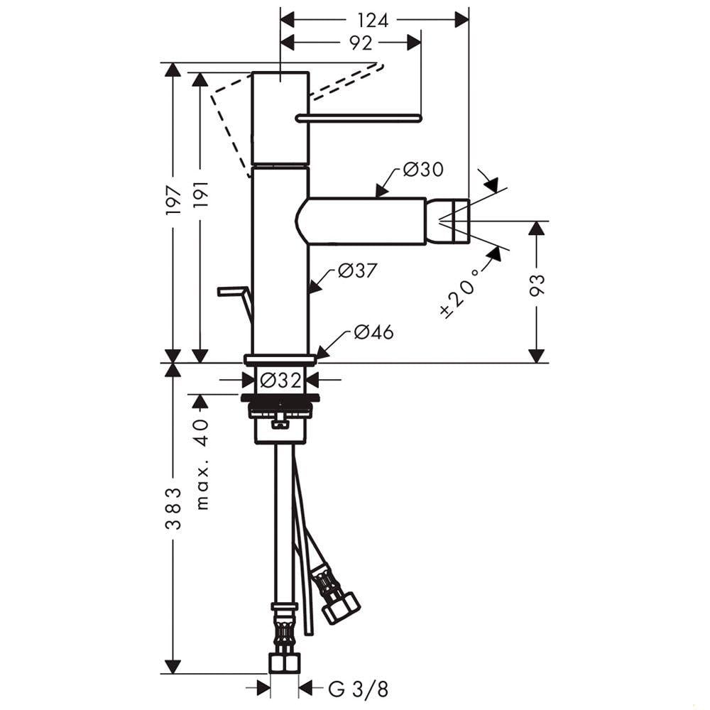 Смеситель для гигиенического душа Hansgrohe AXOR Uno на биде 38211000 Хром (142826) - фото 2