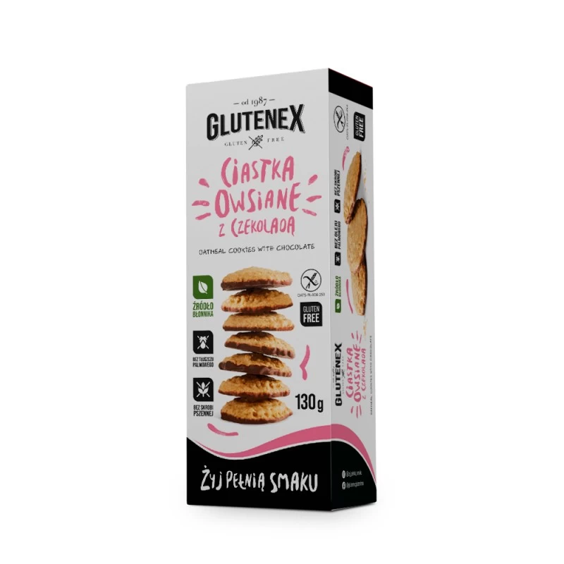 Печенье без глютена овсяное с шоколадом Glutenex 130 г (5901866004018)