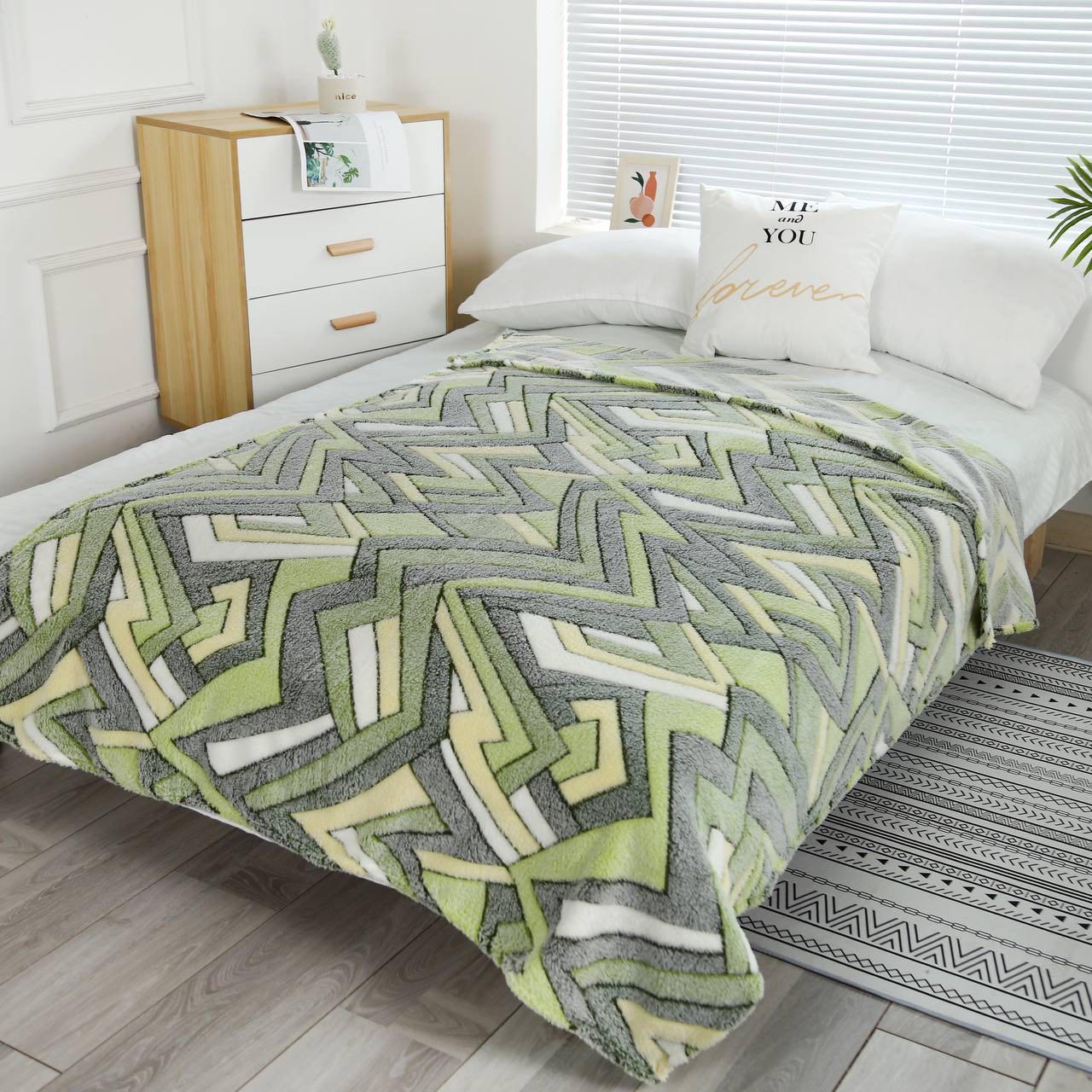 Плед-покрывало Malloory Home Снежок из микрофибры 180x200 см Зелено-салатовый (7060-1)