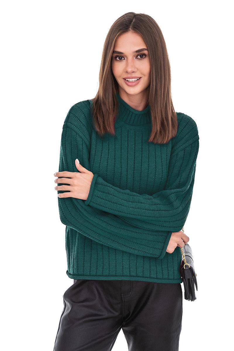 Джемпер с воротником-стойкой  SVTR р. 42-44 Темно зеленый (557) - фото 4