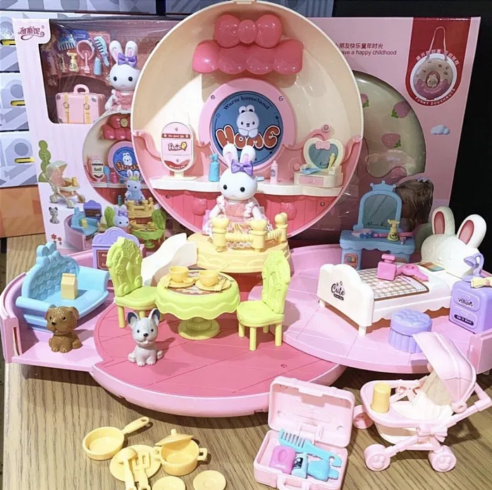 Домик кукольный с зайками в кейсе (2365626296) - фото 2