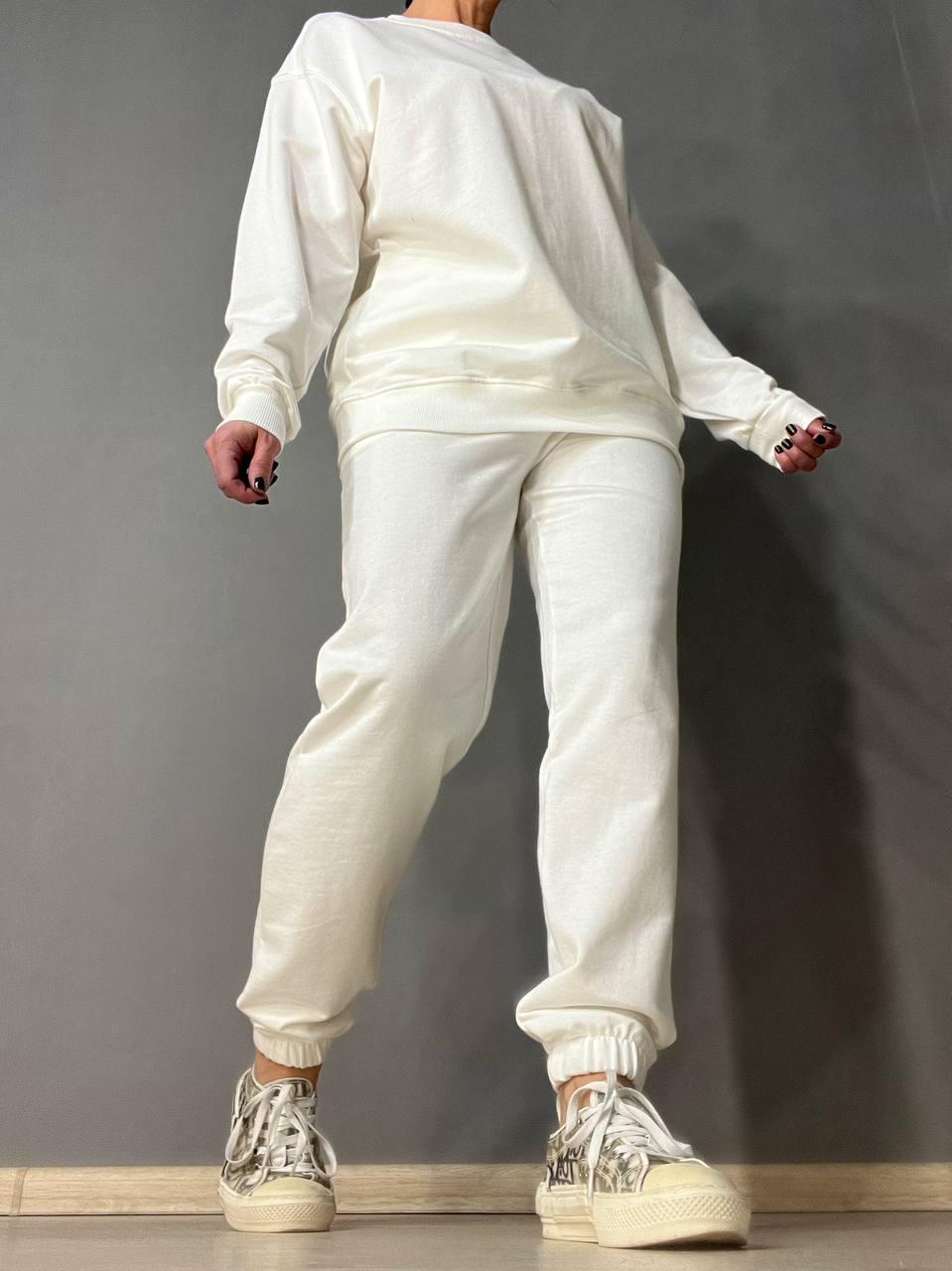 Костюм женский PEPPER MINT FA24-01 двунитка свитшот и брюки джоггеры S Белый (1389)