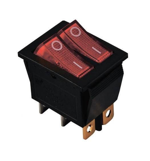 Переключатель TechnoSystems KCD2-2101N R+R/B 220 V с подсветкой Red (1554871057)