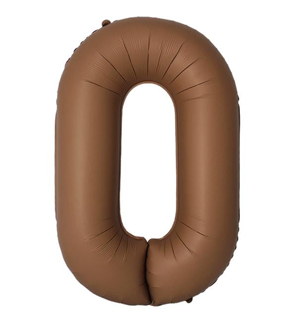 Воздушный шар Slim Flexmetal Цифра «0» 1 м Шоколадный сатин (10533)