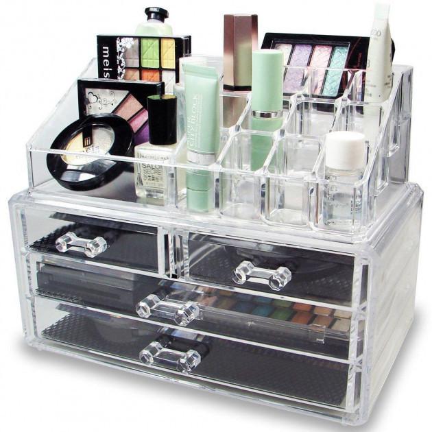 Настольный акриловый органайзер для косметики Cosmetic Storage Box - фото 3