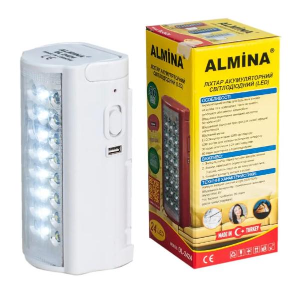 Ліхтар світлодіодний ALMINA DL-2424 24 LED на акумуляторі Білий (43735345) - фото 9 Ліхтар світлодіодний ALMINA DL-2424 24 LED на акумуляторі Білий (43735345) - фото 9