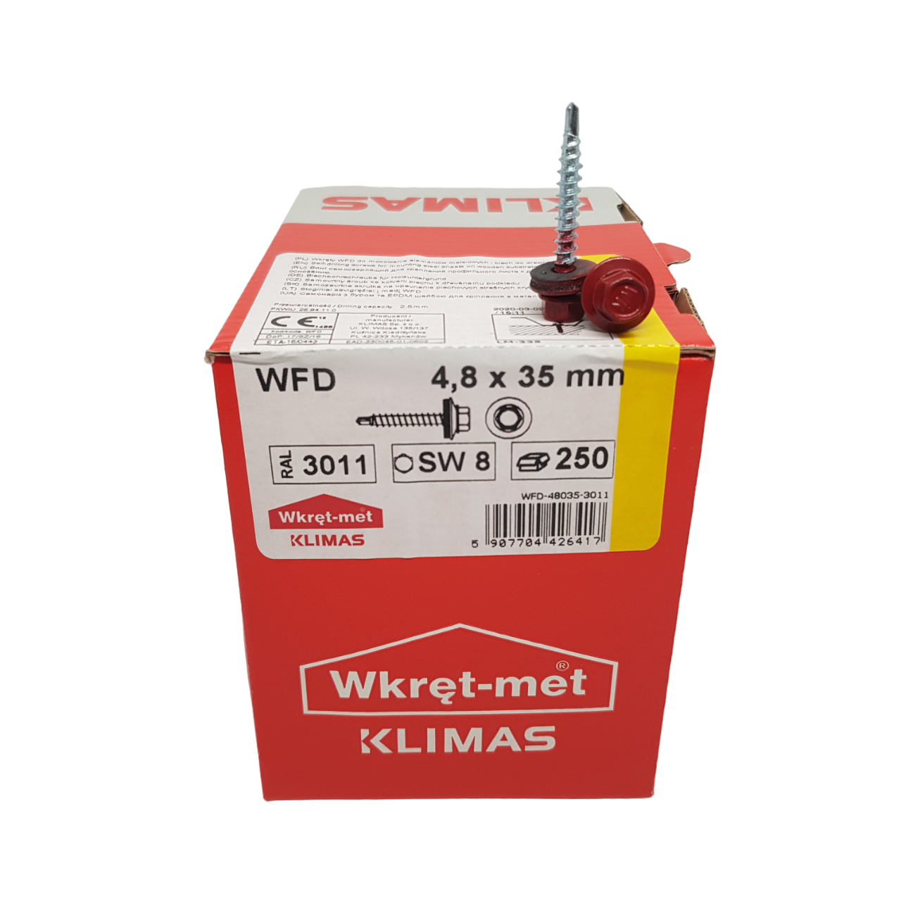 Саморез кровельный Wkret-Met WFD по дереву с шайбой EPDM 4,8х35 мм (RAL 3011)