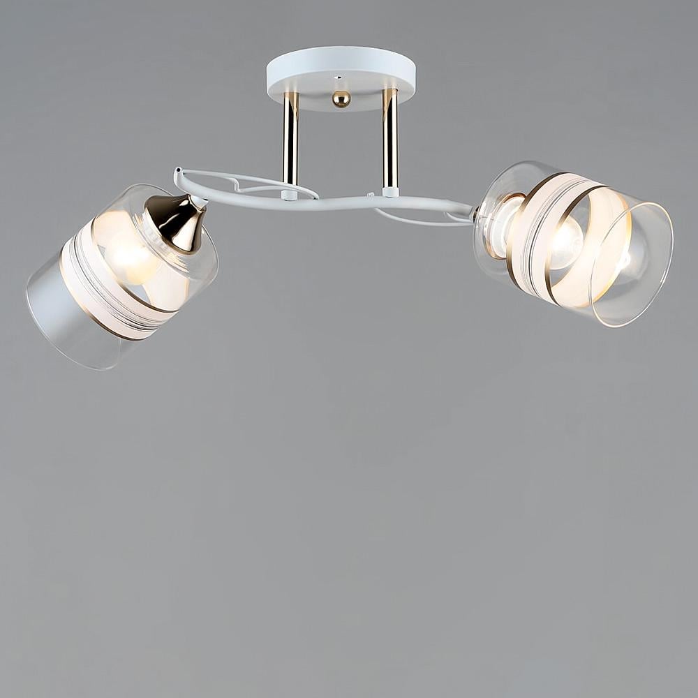 Люстра потолочная Light House SRS-19072/2 WT+FGD с полоской Белый/Золотой/Прозрачный