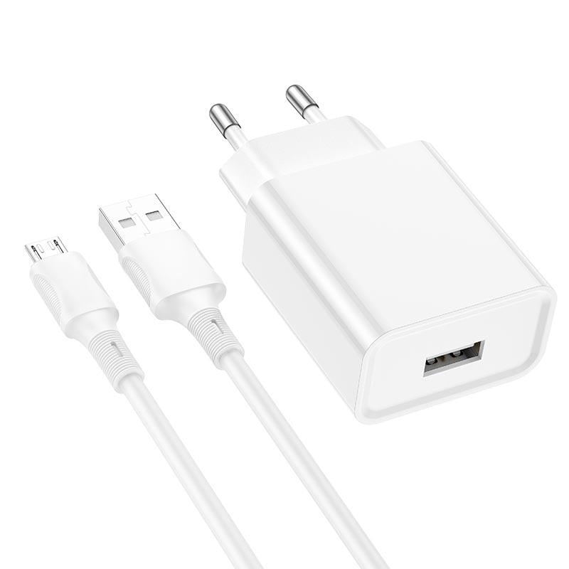 Зарядний пристрій Borofone Micro USB Cable Aspirer 1 USB 2,1 A White (562197) - фото 2