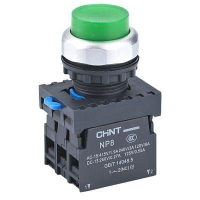Кнопка керування CHINT NP8-11GND/3 1NO+1NC 22 мм LED 230V IP65 Зелений (667312)