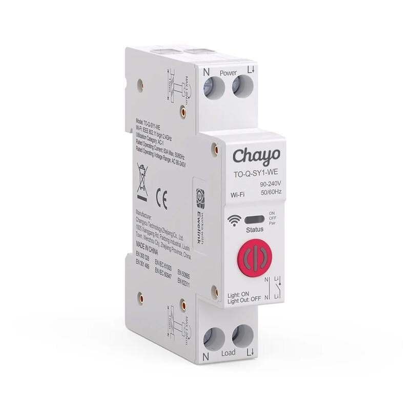 Розумний WiFi вимикач Chayo тільки таймер 1P+N 10A 230V eWeLink (CH-TO-Q-SY1-WE-10A)