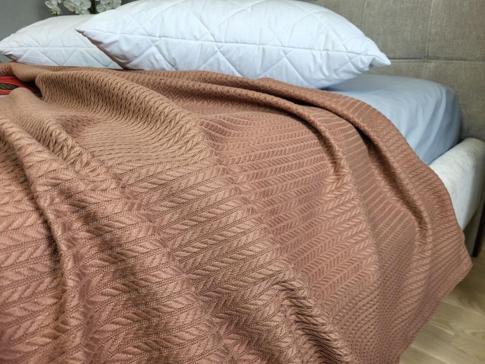 Покрывало Пике Косичка 160x220 см Молочный шоколад (11235) - фото 4