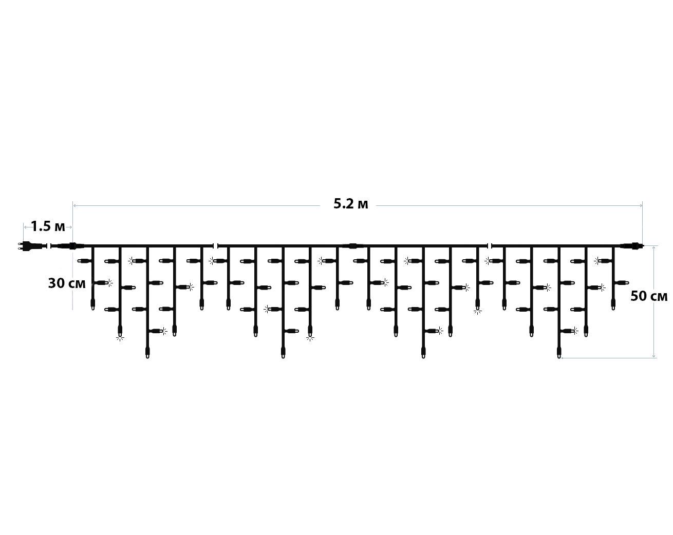 Гирлянда уличная/новогодняя бахрома Xmas 120 Short curtain-WW-1 115 Led 5,2х0,5 м Теплый белый (1009651-White) - фото 8