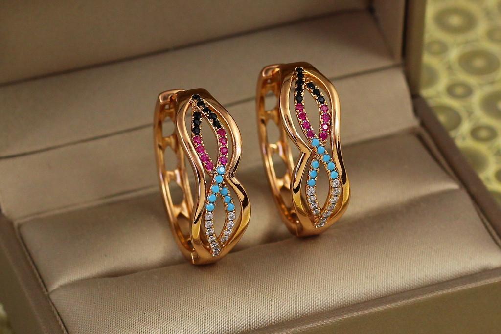 Серьги Xuping Jewelry Колечки Дели 2,6 см Золотистый (2278107821)