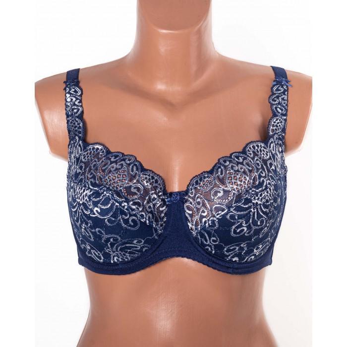 Бюстгальтер з кісточками Lanny Mode напівпоролон 80E Синій з білим (11678)