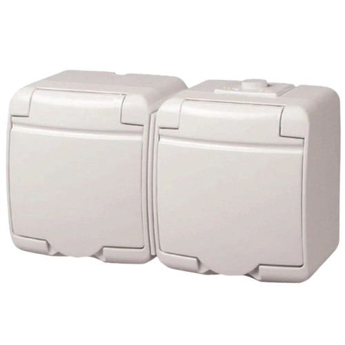 Розетка с крышкой 2-х ETI Hermetics 4668019 IP54/16 А Белый (234c3196)