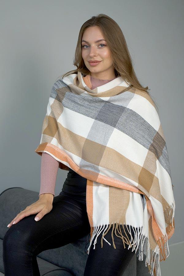 Палантин кашеміровий Braxton Венето 7029 Оранжевий/Бежевий/Білий/Сірий (26480091)