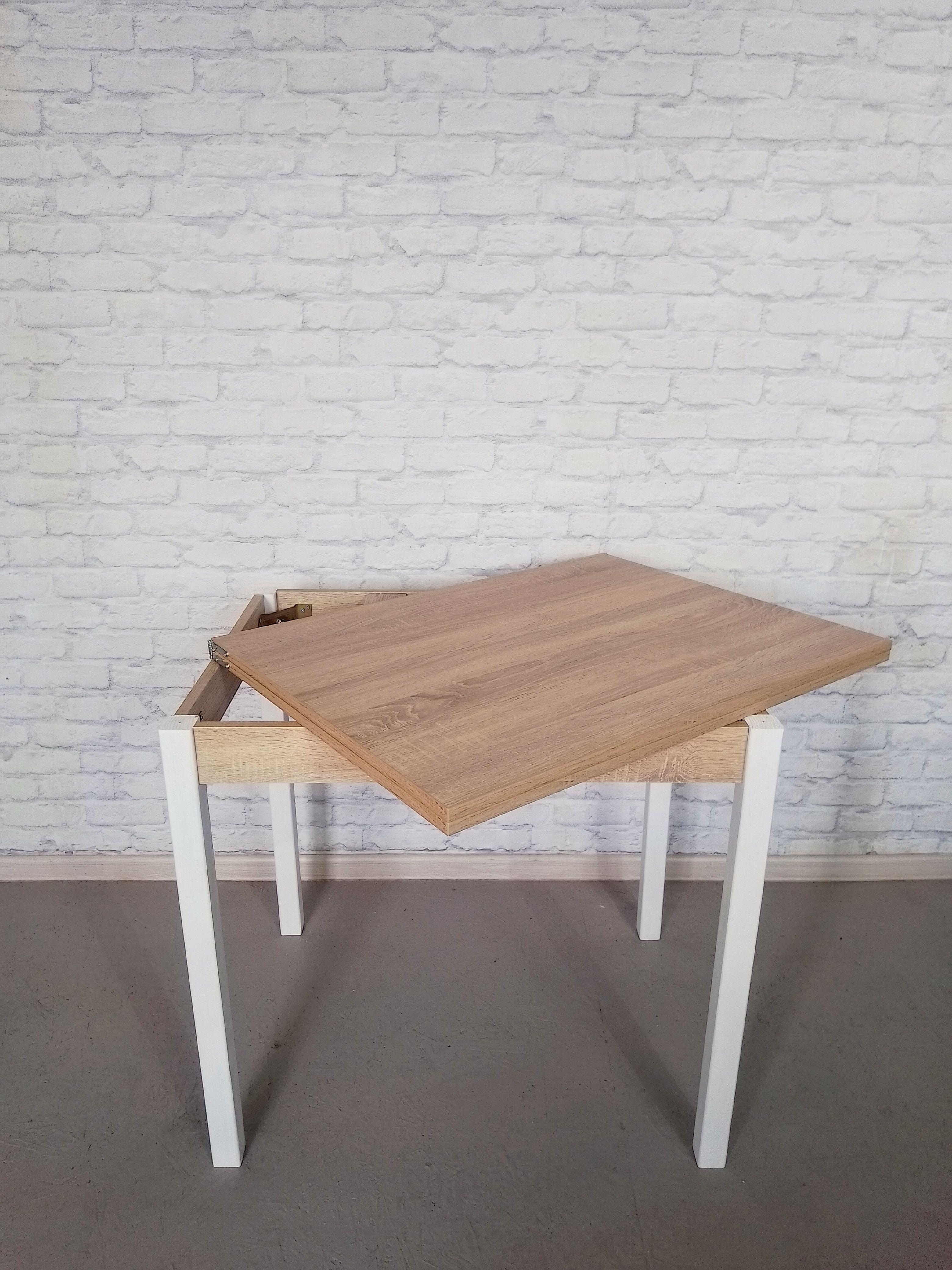 Обеденный стол Вента раскладной ножки деревянные 80х60х75 см Дуб сонома/Белый (0006) - фото 3 Обеденный стол Вента раскладной ножки деревянные 80х60х75 см Дуб сонома/Белый (0006) - фото 3