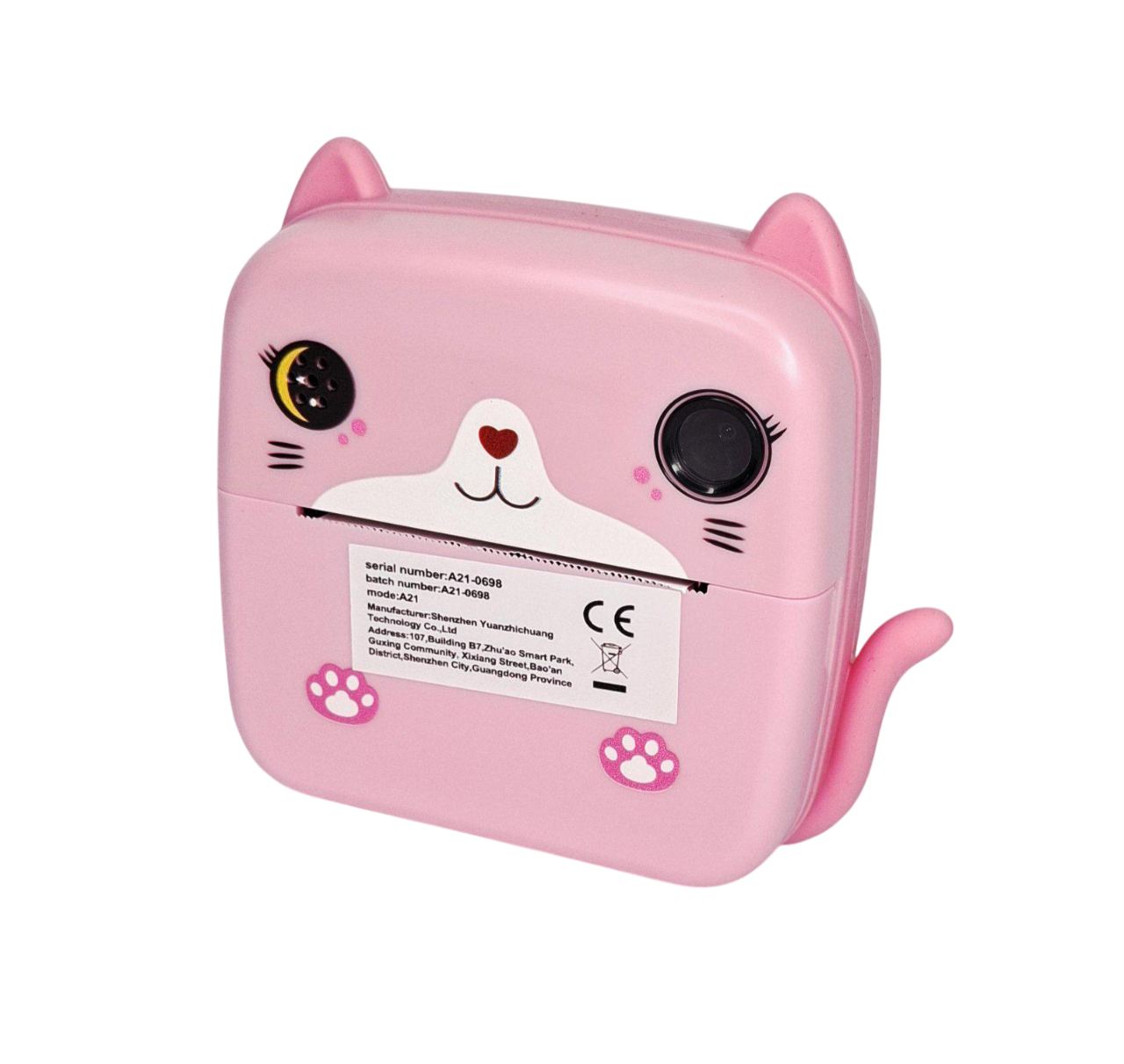 Фотоаппарат детский с мгновенной печатью USB котик Розовый(2BD90)