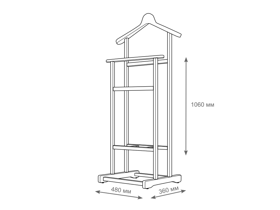 Вішалка-тримач для одягу подвійний підлоговий Венге - фото 2