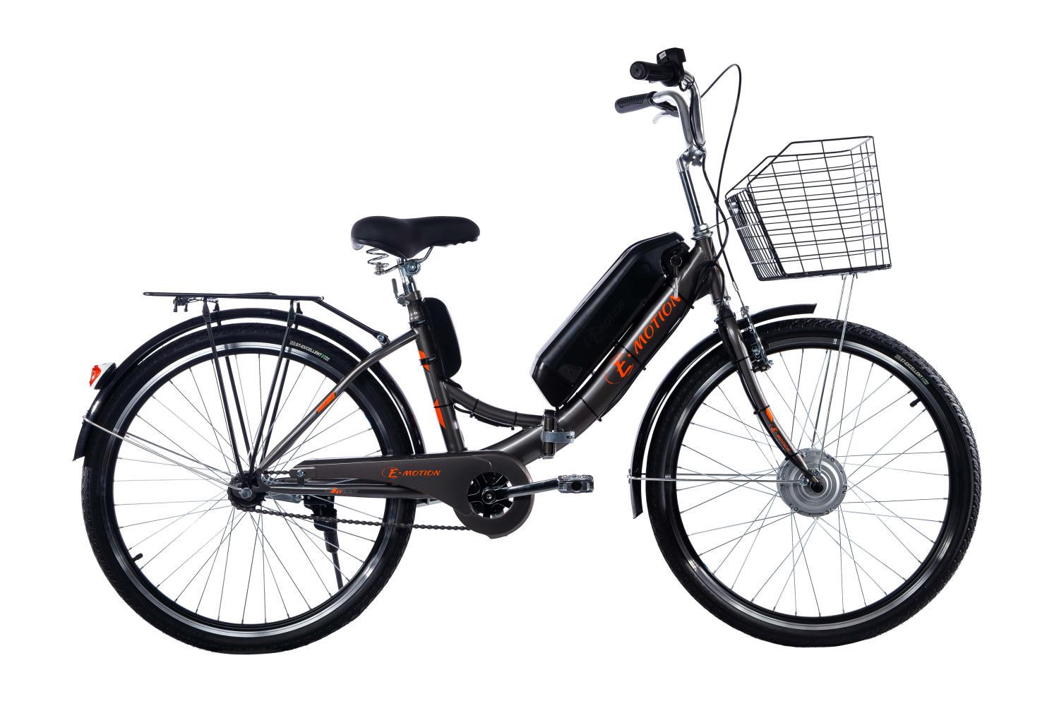 Электровелосипед складной E-motion с низкой рамой 26" 36V 14Ah 350W Серо-оранжевый (e-Motion36v14-gray-orange)