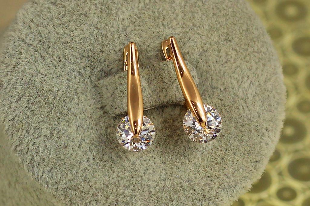 Серьги Xuping Jewelry Воздух с белым камнем 2 см Золотистый (2570334108)