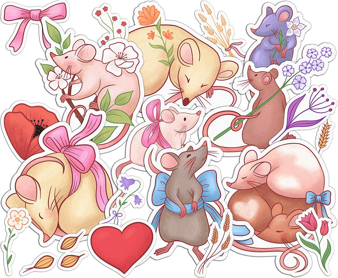 Набор стикеров Lex Altern Прекрасные мыши виниловые 20 шт. - фото 2 Набор стикеров Lex Altern Прекрасные мыши виниловые 20 шт. - фото 2