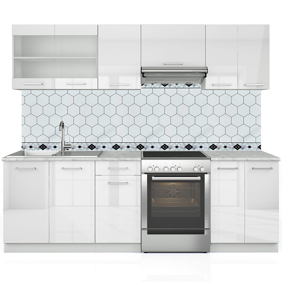 Фартук кухонный Соты с Кантом ПВХ 600х3600 мм 6 шт. Белый