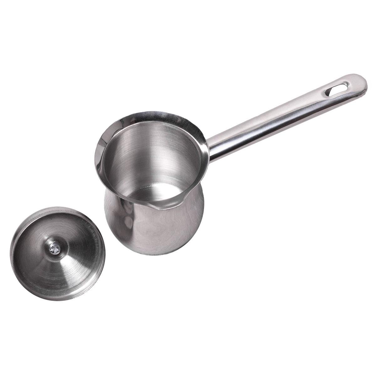 Турка для кофе с крышкой Kamille KM-4363 из нержавеющей стали 200 мл Стальной (150-84-4363) - фото 2 Турка для кофе с крышкой Kamille KM-4363 из нержавеющей стали 200 мл Стальной (150-84-4363) - фото 2