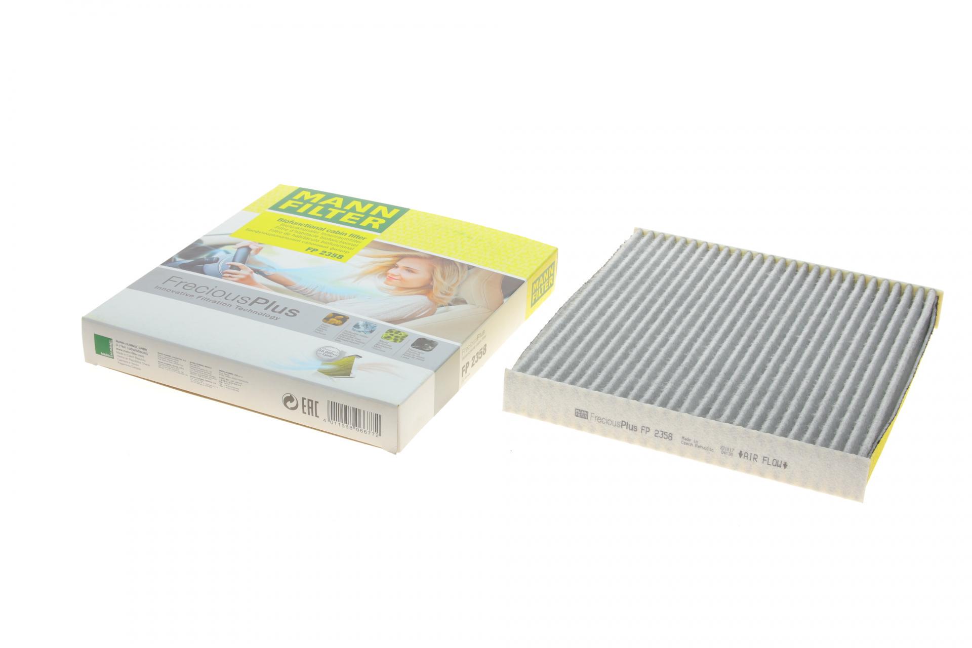 Фильтр салона Mann-Filter для Honda Accord/Civic 1,3HYBRID-2,4 03- угольный /антибактериальный (FP 2358)