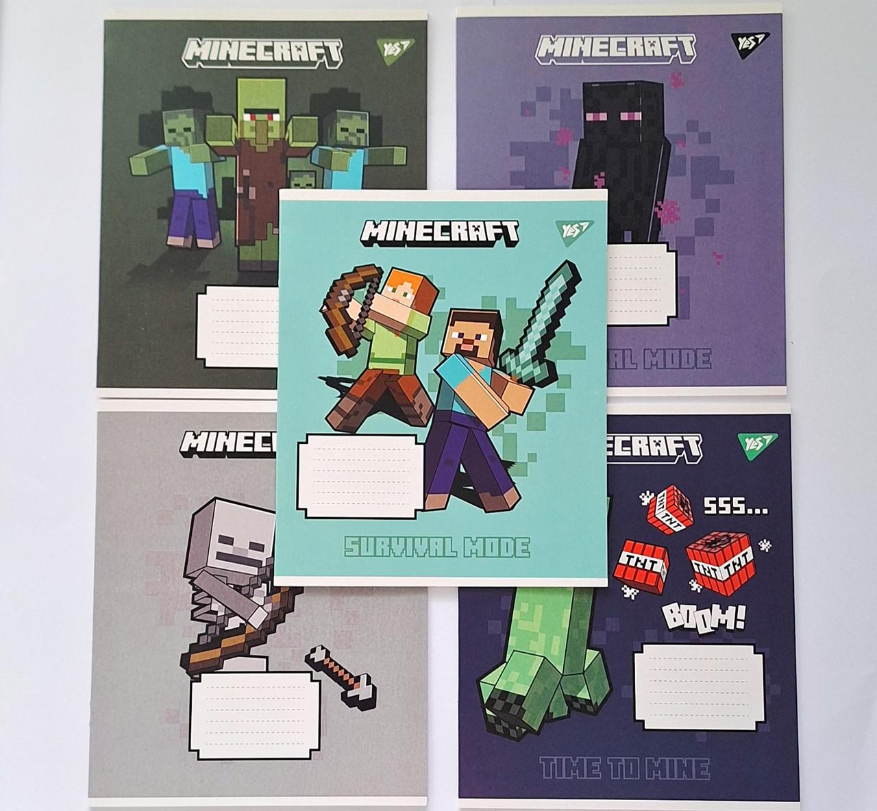 Комплект тетрадей школьный YES Minecraft Signs А5/12 косая линия 5 шт. (767558)