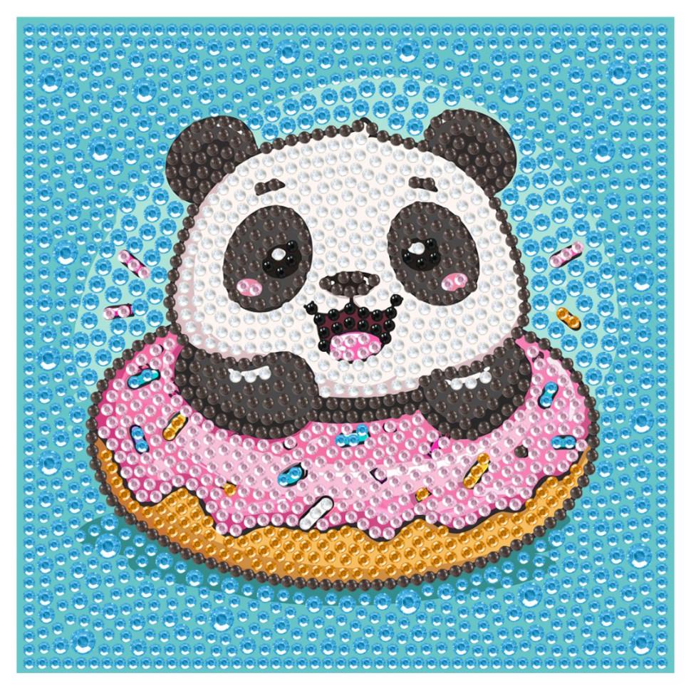 Алмазная мозаика Brushme Панда донат с рамкой 15х15 см