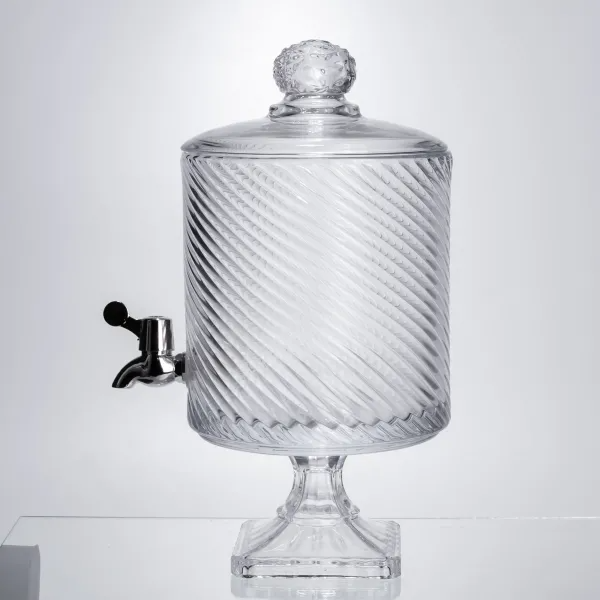 Лимонадница на ножке с краном стеклянная 4,5 л Прозрачный - фото 4