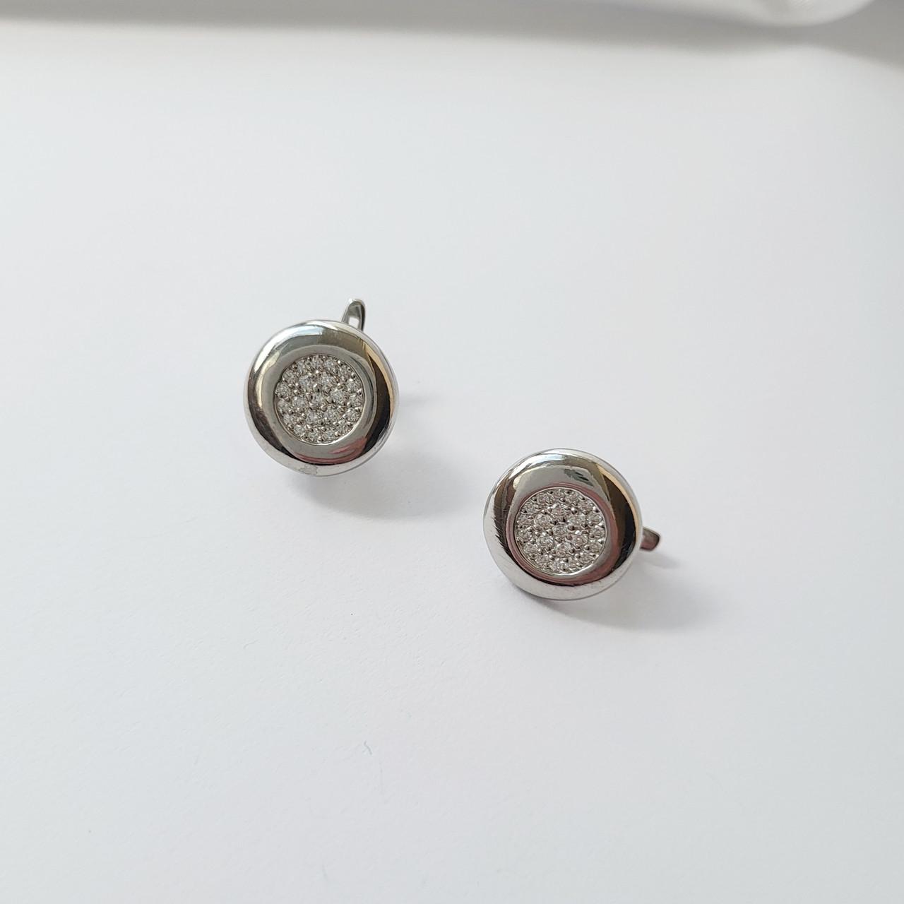 Серьги Монетки в белых камнях серебро 925 пробы 4,60 г (5510р)