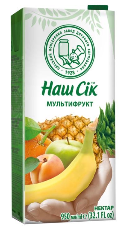 Мультифруктовий нектар ОКЗДХ Наш Сік TGA Square 0,95 л (2482544620) - фото 1