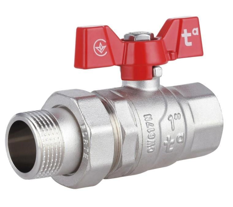 Кран шаровой с американкой Thermo Alliance Forte 1" ВН прямая бабочка (SF220W25)